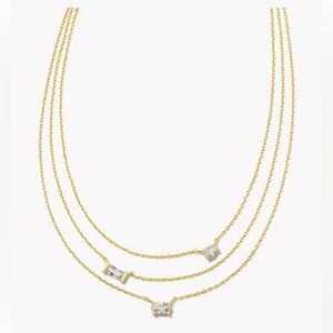 Mayel Gold Multi Strand Necklace in White Crystal - SOLD OUT ONLINE